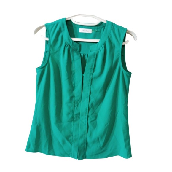 Women's Calvin‎ Klein Sleeveless Green Shirt Size Xs - Picture 8 of 16